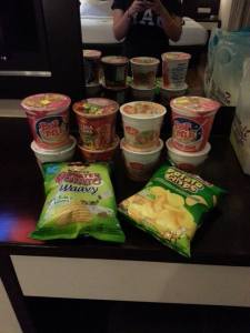 We heard the cup noodles are nice.. so we bought alot. 